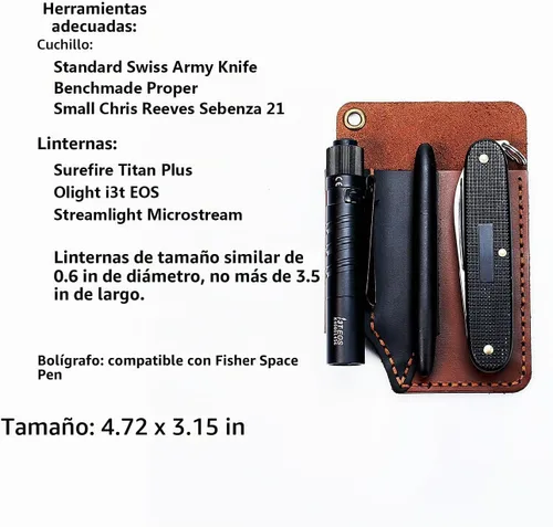 Vista 2 de Organizador de bolsillo de cuero hecho a mano, funda multiherramienta de accesorios de cuero EDC para hombres Handmade Leather, Pocket Slip