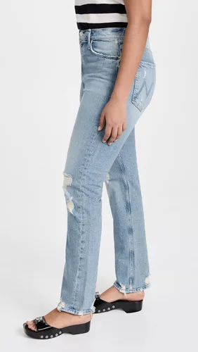 Vista 4 de MOTHER Jeans Rider Skimp de talle alto para mujer, Negro