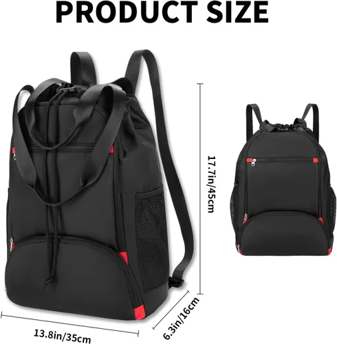 Vista 4 de Mochila con cordón, bolsas de gimnasio con compartimento para zapatos, mochila deportiva para gimnasio, bolsa con cordón, bolsa de natación, fútbol