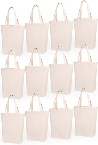 Vista 8 de Lily Queen - Bolsa de lona natural reutilizable para compras, Negro - Paquete de 12