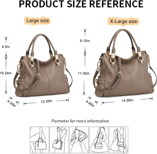 Vista 30 de Kattee Cartera bandolera estilo urbano de cuero para mujer