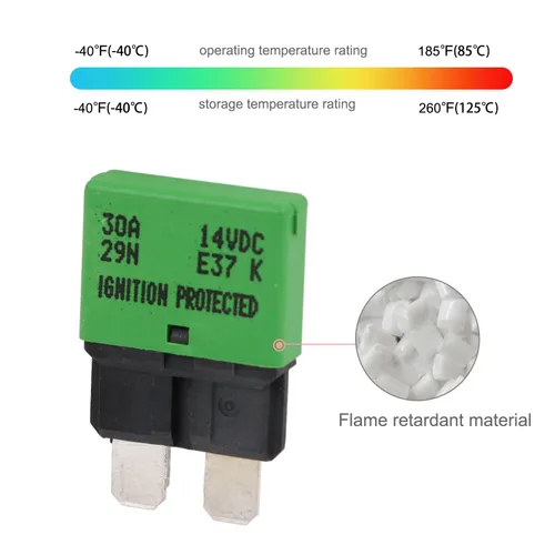 Vista 3 de E37 Auto (T1) Fusibles de disyuntor de reinicio automático de perfil bajo ATC/ATO - 12V DC 5A 10A 15A 20A 25A 30A (Paquete de 6 piezas mixtas) T1