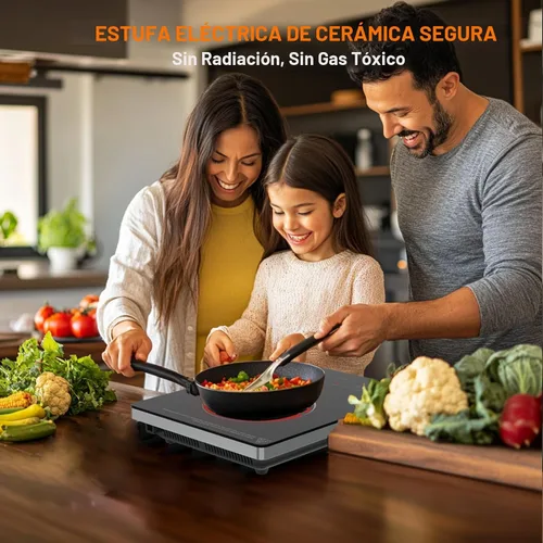 Vista 3 de Estufa Eléctrica de Encimera, TOPWISH Placa de Cocina Eléctrica de 1 Quemador de 110-120V, Control Táctil LED, Bloqueo para Niños, 10 Niveles