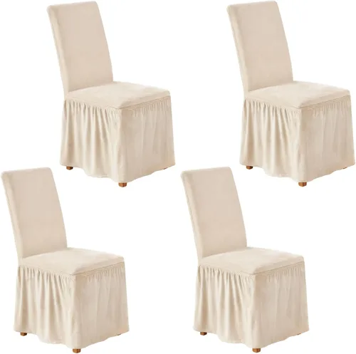 Vista 17 de NICEEC Fundas de silla de elastano para sillas de comedor, juego de 2 fundas de silla de comedor extraíbles con falda, fundas para sillas Parson