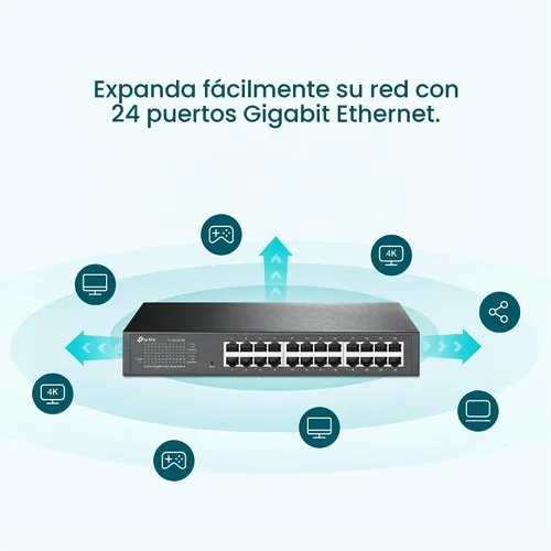 Vista 2 de TP-Link - Switch Gigabit de 24 puertos, fácil gestión inteligente, fácil instalación, escritorio/montaje en rack, metal resistente con puertos