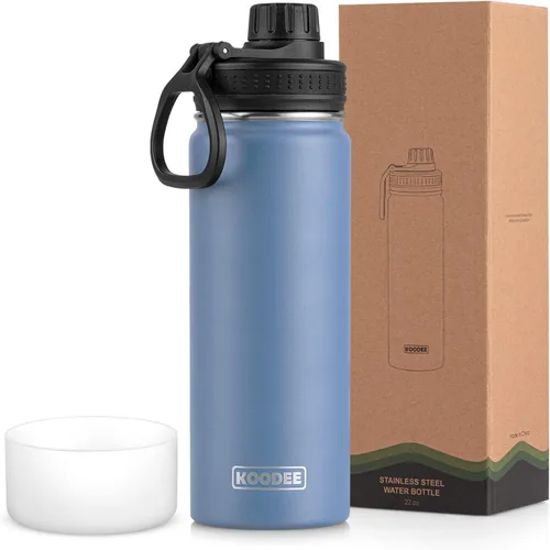 Vista 103 de koodee Botella de agua para niños, botella de agua de acero inoxidable de 12 onzas con aislamiento al vacío para la escuela, botella de agua de boca
