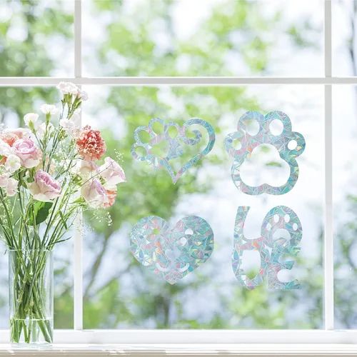 Vista 7 de GORGECRAFT 16 calcomanías estáticas para ventana de perro, diseño de corazón y amor, para puerta corrediza, no adhesivas, película de vinilo
