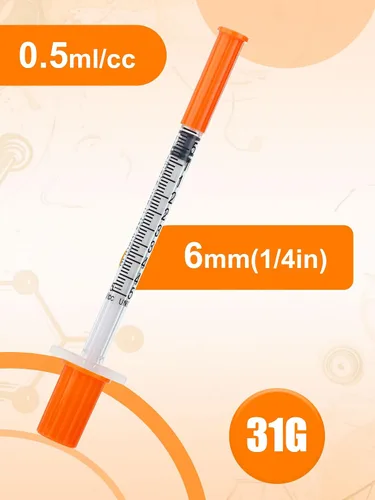 Vista 33 de Jeringas de 0.0 fl oz 29G 1/2" 0.512 in U-100 Jeringa de laboratorio desechable con tapa, paquete de 20 Calibre 29 de 1/2 pulgada, diseño a prueba