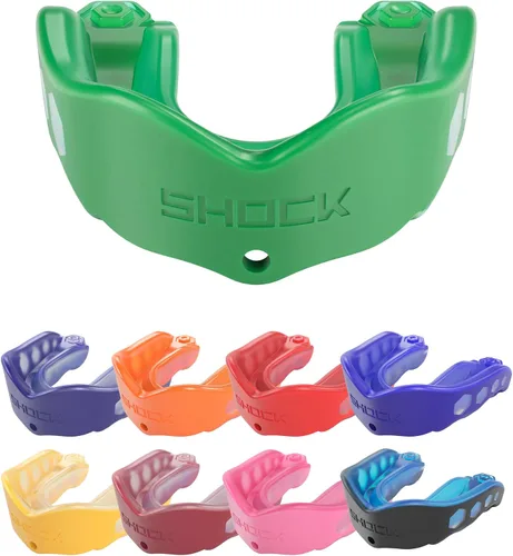 Vista 24 de Shock Doctor Gel Max - Protector bucal, protección resistente y ajuste personalizado, juvenil, frambuesa azul