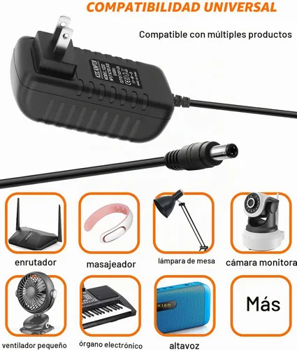 Vista 5 de Fuente de adaptador de corriente de 12 voltios, 2A, adaptador universal de CA de 12 voltios, 2000 mA, CA 100-240 V a CC 12 V, cargador