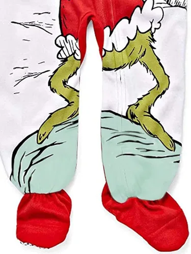 Vista 4 de The Grinch Dr. Seuss - Pijama de Navidad con pies para niños y niñas