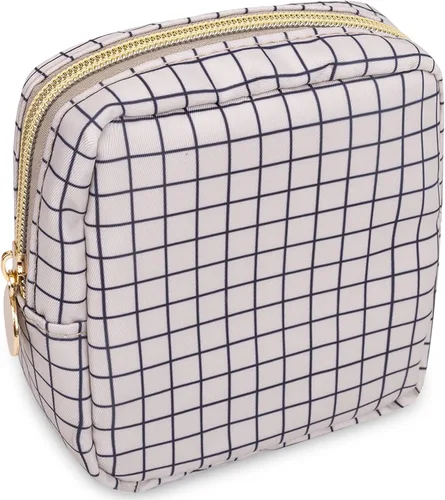 Vista 98 de izuzta Nylon Lager Pequeño Slim Mini Maquillaje Bolsa Organizador, Beige, Viajes