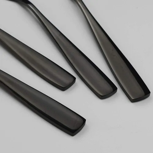 Vista 2 de Teyyvn Tenedor de postre de 16 piezas, tenedor de 3 dientes de acero inoxidable, tenedores para aperitivos, negro Appetizer Forks, 5.98 Inches