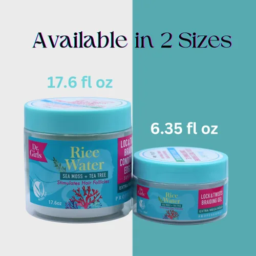Vista 6 de Dr. Girls - Gel acondicionador para trenzas, 17.6 onzas, 48 horas de sujeción, extra mega sujeción (musgo marino + árbol de té)