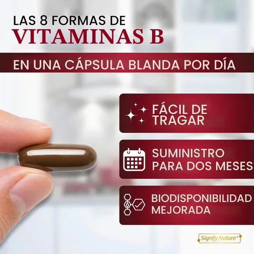 Vista 3 de SIGNIFY NATURE VitaBComplex - Vitaminas del complejo B para hombres y mujeres, 60 CT