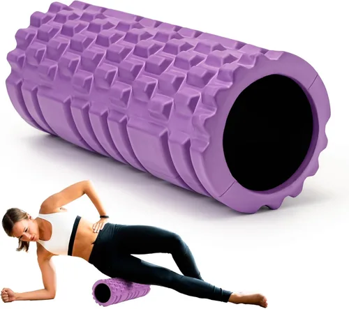 Vista 8 de Krightlink Rodillo de espuma para masaje de tejido profundo, rodillo de ejercicio de alta densidad de 13 pulgadas para masaje muscular y liberación