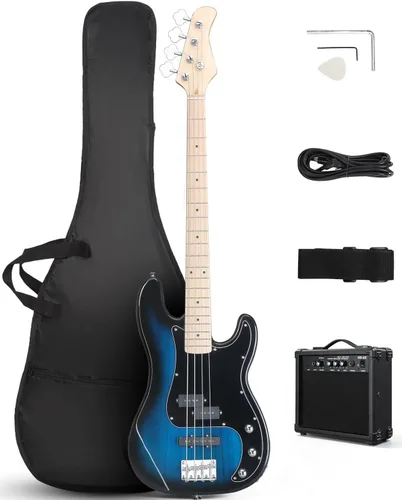 Vista 15 de Ktaxon 4 String Bass Guitar, Full-Size Electric Bass Guitar Kit(Dark Blue)
