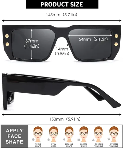 Vista 6 de JIM HALO Gafas de sol rectangulares para mujeres y hombres, lentes de conducción polarizados retro de los años 90, estilo vintage, marco cuadrado