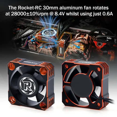Vista 2 de Ventilador de refrigeración ESC de 1.181 in, disipador de calor RC ESC de 28000 RPM para Turbo ESC con XH Connect para 1/12 1/10 1/8 RC Car ESC