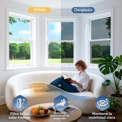 Vista 3 de rabbitgoo Tinte de ventana para el hogar con herramientas, negro plateado, 17.5 x 78.7 pulgadas One Way Privacy Window Film UV Blocking Heat