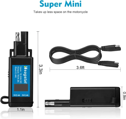 Vista 4 de Heagstat Alimentación de puerto SAE a USB para GPS, Smartphone MP3, cámara de movimiento