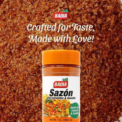Vista 7 de Badia Sazon con cilantro y anatto, 7 oz - Mezcla de condimentos latinos Classic Latin seasoning blend with Coriander and Annatto for vibrant