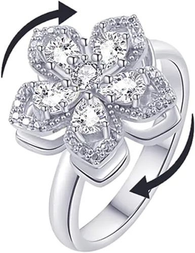 Vista 7 de Sunflower Ring Spinning Fidget Rings for Anxiety Open Adjustable Spinner Sun Ring Creative Relieving Stress Rotating Jewelry