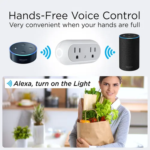 Vista 3 de Eyely GLP1002A Smart Dual Plug, no requiere concentrador, control remoto de aplicación WiFi, Alexa, compatible con Google Home Assistant