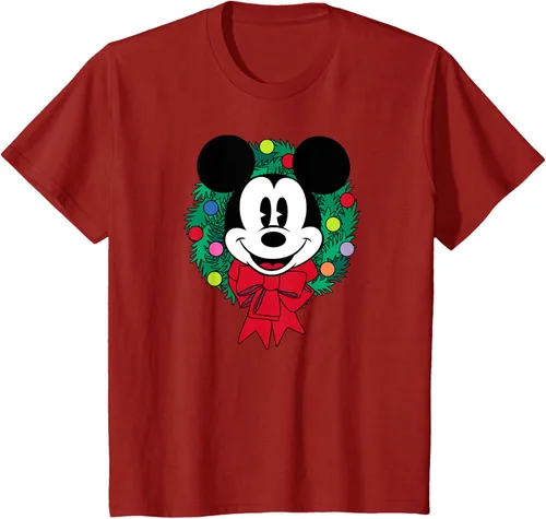 Vista 24 de Amazon Essentials Camiseta navideña festiva de Mickey Mouse para hombre, color azul, talla S Blanco