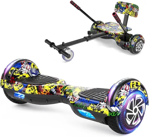 Vista 19 de SISIGAD Scooter de autoequilibrio con Bluetooth y ruedas LED de 6.5", para mayores de 6 años 02-Blanco