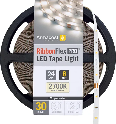 Vista 17 de Armacost Lighting RibbonFlex Pro 136230 - Tira de luces LED blancas de 24 V, 120 LED/m, 2700K, 16.4 pies