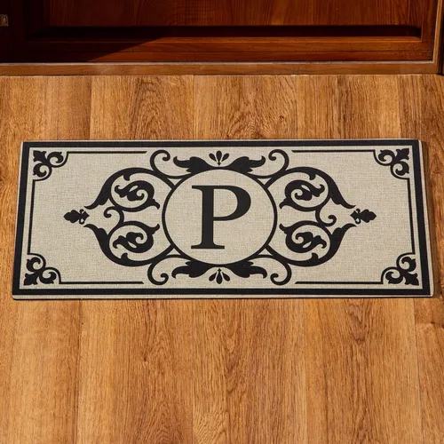 Vista 21 de Evergreen Flag Cambridge Monogram Letra A Burlap Sassafras Switch Mat 22" x 10