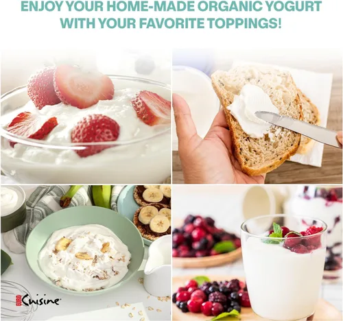 Vista 8 de Euro Cuisine YM360 Máquina para Hacer Yogur con control de tiempo y temperatura ajustable, tarro de vidrio de 2 cuartos de galón, termómetro GRATIS