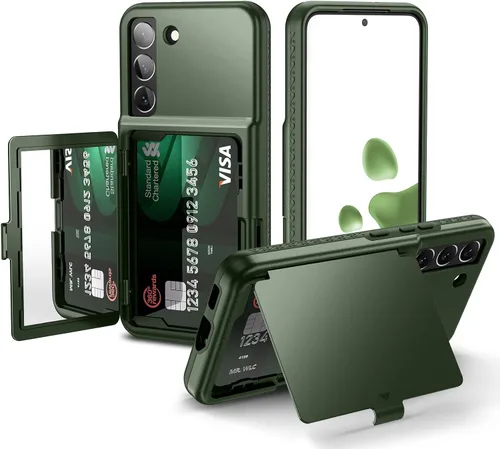 Vista 12 de WeLoveCase Funda tipo cartera para Samsung Galaxy S22 con tarjetero y espejo oculto, protección completa, a prueba de golpes, diseñada para Samsung