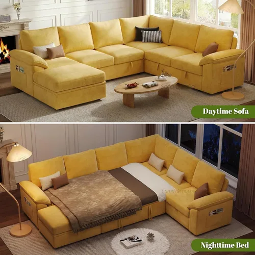 Vista 23 de Sofá modular modular de 85 pulgadas con cama extraíble, sofá cama, gris Gris-oscuro