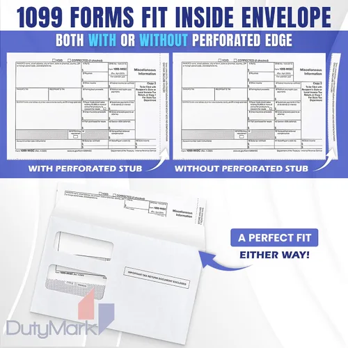 Vista 2 de 50 sobres de impuestos 1099 autoadhesivos diseñados para formularios láser 1099 impresos - MISC - 1098-1099 R - DIV - INT, seguridad de doble
