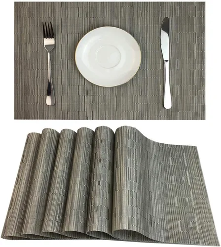 Vista 10 de WAZAIGUR Juego de 4 manteles individuales para mesa de comedor, resistentes al calor, lavables, manteles individuales de vinilo tejido, fáciles