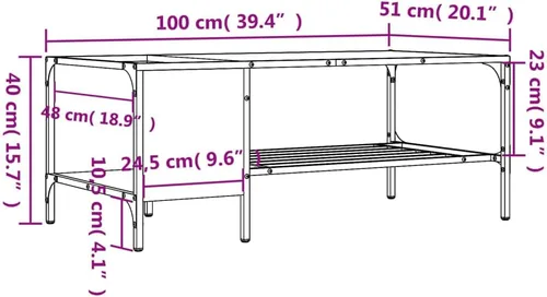 Vista 3 de Mesa de centro circular para sala de estar, mesa de centro con estante negro, 39.4 x 20.1 x 15.7 pulgadas, madera de ingeniería, adecuada para salas