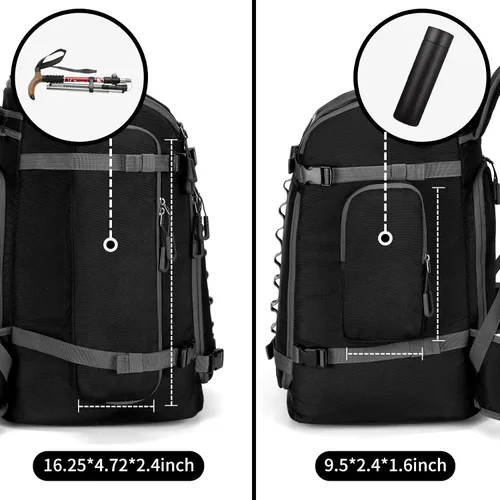 Vista 7 de Bolsa para Botas de Esquí de 65L, Bolsa de Viaje Grande Tipo Duffel, Mochila para Botas de Esquí de 1680D Nylon Impermeable y Acolchada