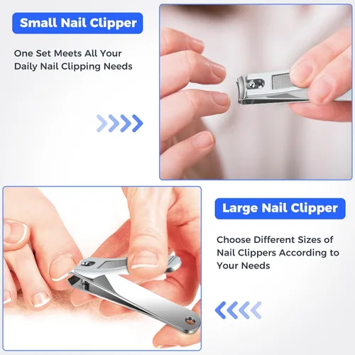 Vista 5 de DRMODE Cortaúñas de dedo para adultos, paquete de 2 cortaúñas grandes y pequeños, juego de cortaúñas para hombres y mujeres, cortaúñas afiladas