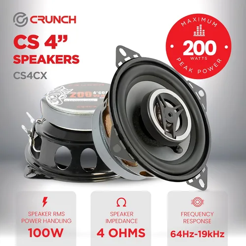 Vista 2 de Crunch CS4CX - Altavoces coaxiales de rango completo para automóvil, de 4 pulgadas, color negro