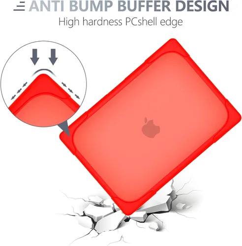 Vista 6 de Batianda - Funda resistente para MacBook Air de 15 pulgadas 2023-2026, color rojo Ergonomic Foldable Stand Holds 22 lbs, TPU Bumper, Matte