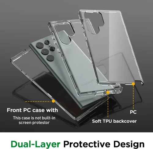 Vista 3 de AICase Funda transparente para Galaxy S22 Ultra (6.8 pulgadas), resistente protección contra caídas, cuerpo completo, a prueba de golpes, a prueba