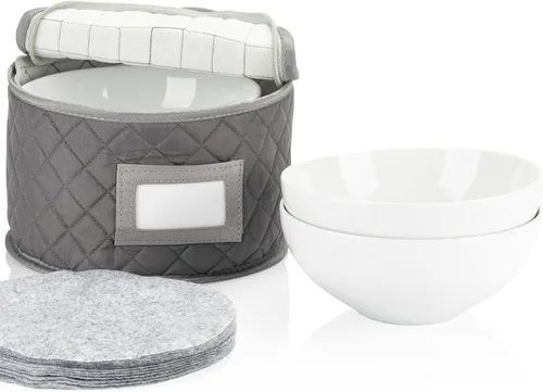 Vista 12 de Almacenamiento de porcelana fina - Juego de 4 fundas acolchadas para almacenamiento de vajilla. Tamaños: 12" - 10" - 8" y 7" de ancho - Gris - 48