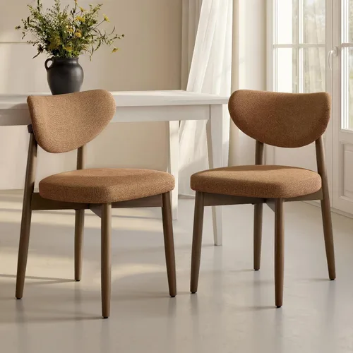 Vista 13 de VASAGLE Juego de 2 sillas de comedor de madera, sillas de cocina tapizadas Cappuccino Beige