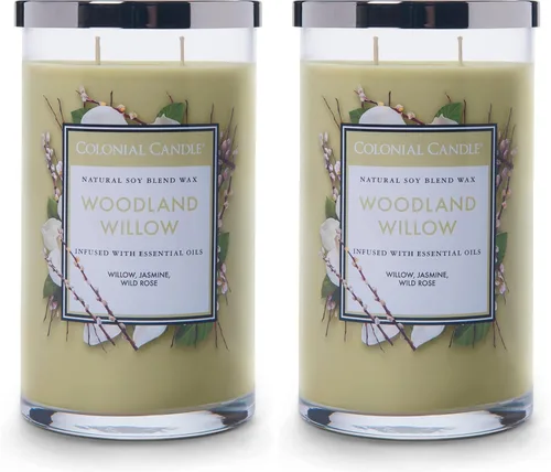 Vista 11 de Colonial Candle - Vela perfumada de frasco con aroma a agua de coco, colección clásica de cilindros, 2 mechas, azul, 19 onzas - hasta 120 horas
