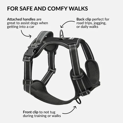 Vista 2 de CollarDirect Arnés reflectante sin tirones para perro, con asa y clip frontal, chaleco acolchado suave ajustable para perros pequeños a grandes