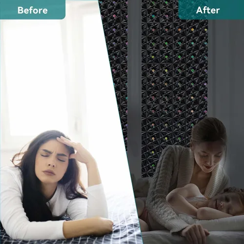 Vista 3 de Windimiley Película de Privacidad para Ventana con Bloqueo Total, Película de Ventana de Vidrio Manchado Control de Calor UV, Película Decorativa