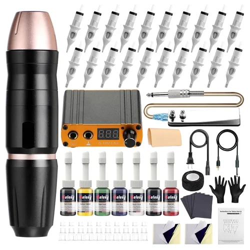 Vista 8 de Pistola de Tatuaje, Solong Máquina de Tatuaje Rotativa Completa para Principiantes y Artistas Kit de Pistola de Tatuaje Profesional con Cartuchos
