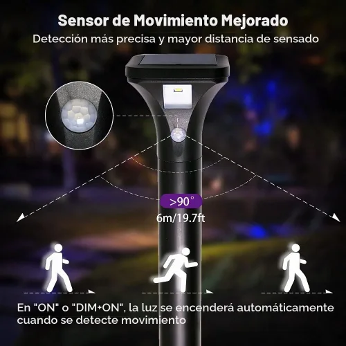Vista 7 de AURAXY Luces LED con sensor de movimiento solar, funciona con pilas, detector de movimiento impermeable para exteriores, luz de pasarela, uso